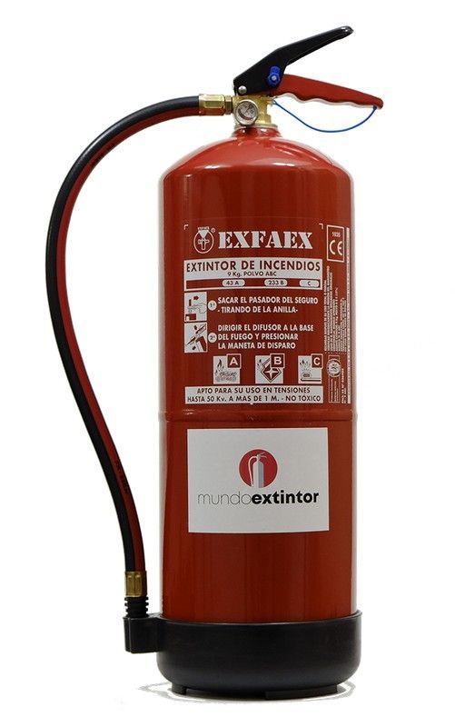 Extintor de incêndio de pó químico ABC 9kg. RÓTULO em PORTUGUÊS MADE IN EU