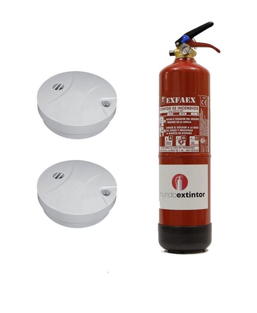 PACK HOGAR 3- 1 extintor ABC 3 kg. + 2 detectores de humo DAH9V.