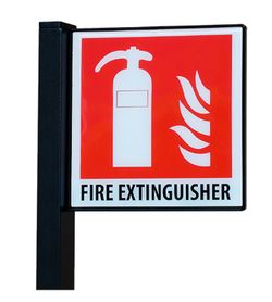 Soporte de pie con banderola para extintor de 6kg. Co2 2kg.