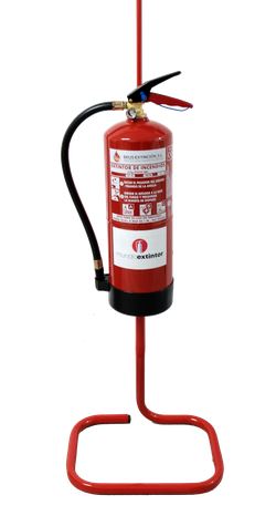 SOPORTE SUELO CON BANDEROLA ROJO 15-180