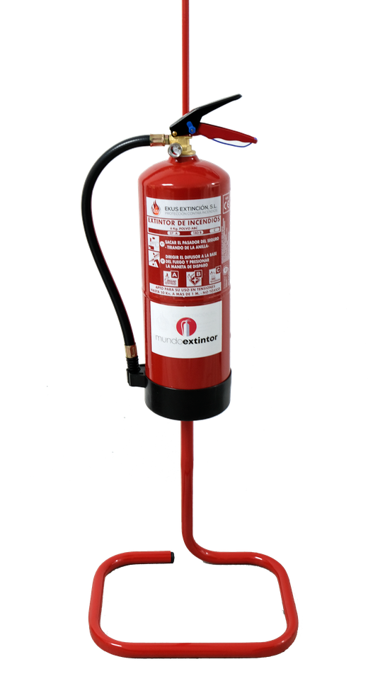 SOPORTE SUELO CON BANDEROLA ROJO 15-180