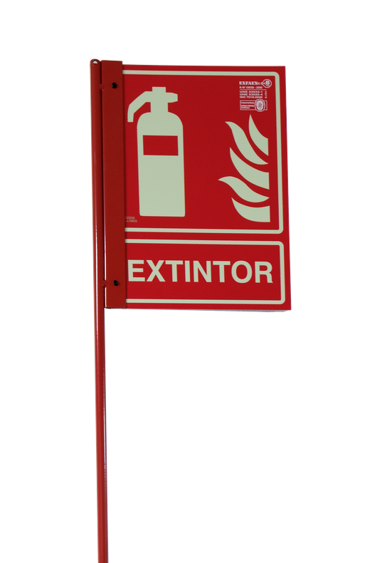 SOPORTE SUELO CON BANDEROLA ROJO 15-180