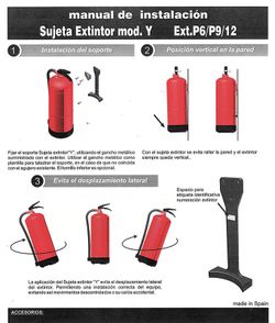 Soporte sujeta extintor mod. Y + soporte extintor pared metalico.