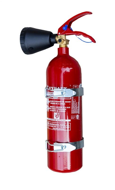 Suporte veicular para extintor de CO2.