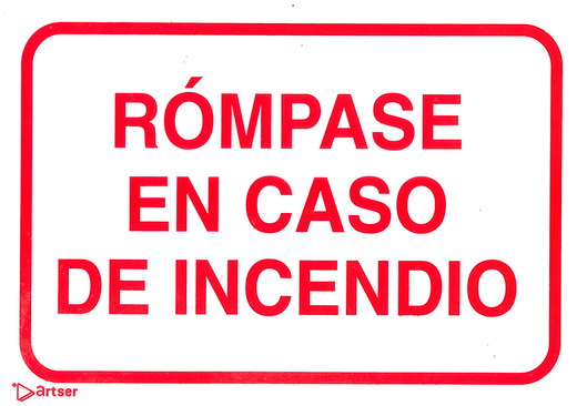 Vinilo transparente rómpase en caso de incendio.