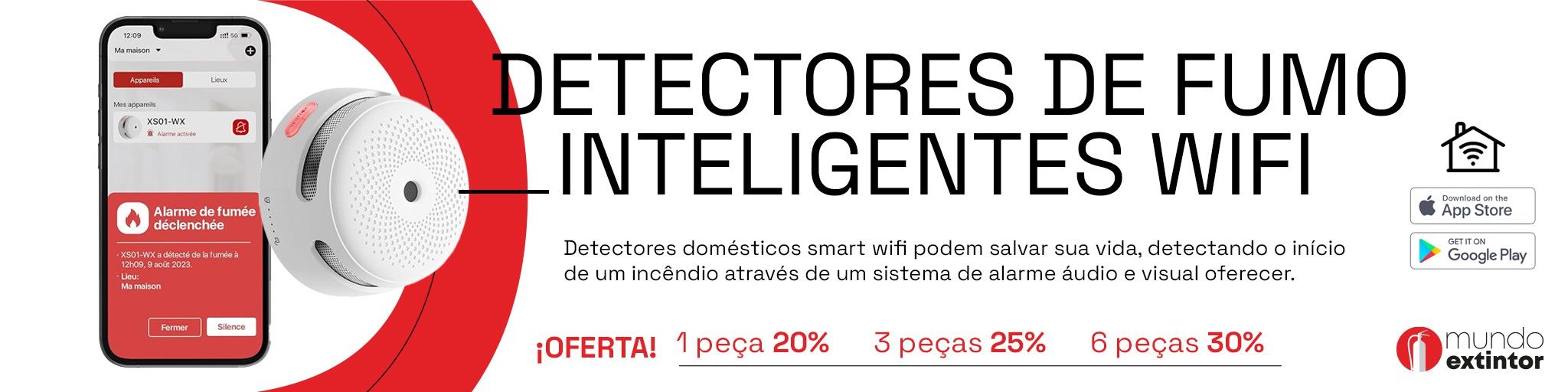 Detetores de fumo WIFI inteligentes